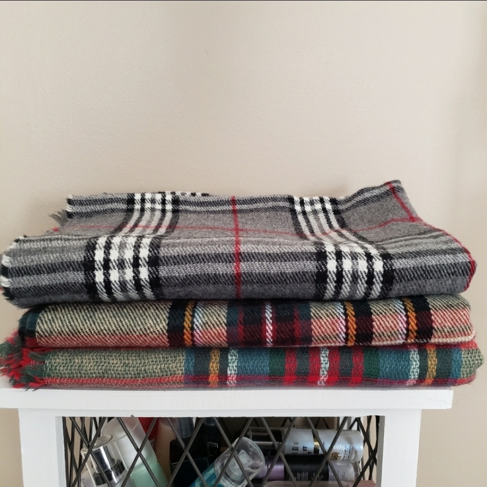 Bundle of Plaid Blanket Scarves (3)